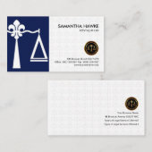 スタイリッシュなアヤメの正義によってはかりで測られるエレガントな白 名刺 (正面/裏面)