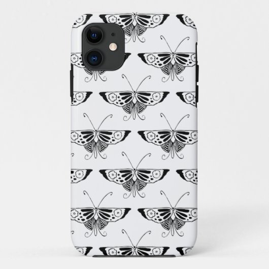 スタイリッシュなアールデコの蝶 - 白と黒 Case-Mate iPhoneケース (裏面)