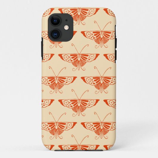 スタイリッシュなアールデコ調の蝶 - マンダリンオレンジ Case-Mate iPhoneケース (裏面)