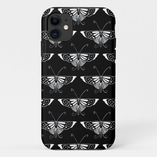 スタイリッシュなアールデコ調の蝶 - 黒と白 Case-Mate iPhoneケース (裏面)