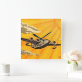 スタイリッシュなアール・デコの飛行機の30年代は柱時計をインスパイア スクエア壁時計 (ホーム)