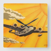 スタイリッシュなアール・デコの飛行機の30年代は柱時計をインスパイア スクエア壁時計 (正面)