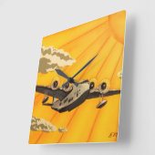 スタイリッシュなアール・デコの飛行機の30年代は柱時計をインスパイア スクエア壁時計 (傾斜)