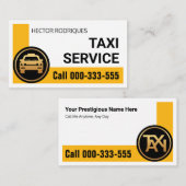 スタイリッシュなイエローコーナータクシー運転手 名刺 (正面/裏面)