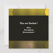 スタイリッシュなウェーブのモノグラム、黄色のトパーズ 招待状 (裏面)