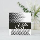 スタイリッシュなウェーブモノグラム、ブラック&ホワイト 招待状 (スタンド正面)