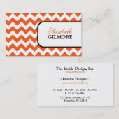 スタイリッシュなオレンジシェブロンの名刺 名刺 (正面/裏面)