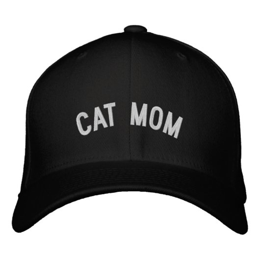 スタイリッシュなカスタム CAT MOM テキスト 刺繍入りキャップ (正面)