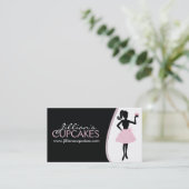 スタイリッシュなカップケーキのシルエットの名刺 名刺 (スタンド正面)