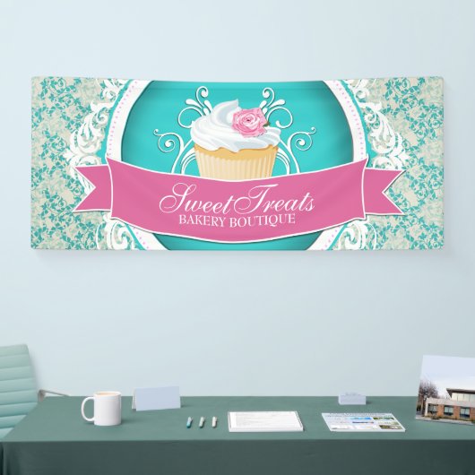 スタイリッシュなカップケーキのベーカリーの屋外の旗 横断幕 (トレードショー)