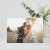 スタイリッシュなカリグラフィーの文字の結婚式 サンキューカード (スタンド正面)