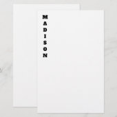 スタイリッシュなカリグラフィー名前 ブラック＆ホワイト 便箋 (正面/裏面)