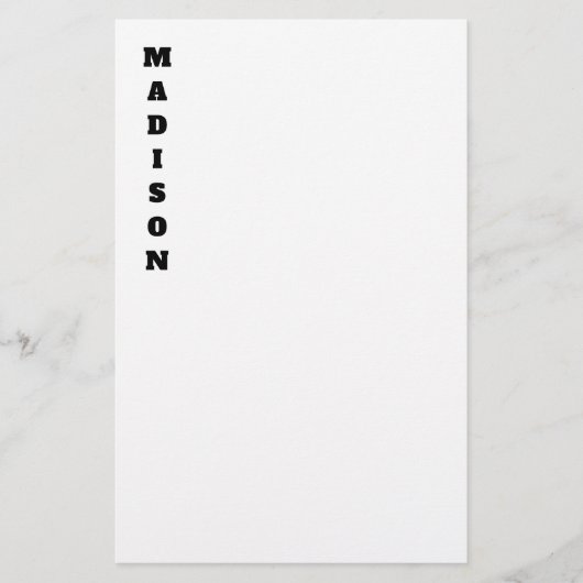 スタイリッシュなカリグラフィー名前 ブラック＆ホワイト 便箋 (正面)