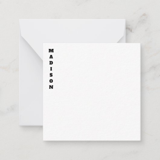 スタイリッシュなカリグラフィー名 黒と白 ノートカード (正面)