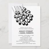 スタイリッシュなクジャクの羽のモダン カップルシャワー 招待状 (正面)