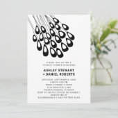 スタイリッシュなクジャクの羽のモダン カップルシャワー 招待状 (スタンド正面)