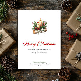 スタイリッシュなクリスマスキャンドル 木製のログのグリーティングカード シーズンカード