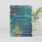 スタイリッシュなクリスマスツリーと星のクリスマス コンパニー 招待状 (スタンド正面)
