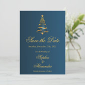 スタイリッシュなクリスマスツリーの結婚式 結婚式のセーブザデート 招待状 (スタンド正面)