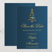 スタイリッシュなクリスマスツリーの結婚式 結婚式のセーブザデート 招待状 (正面/裏面)