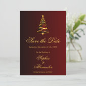 スタイリッシュなクリスマスツリーの結婚式 結婚式の延期通知 招待状 (スタンド正面)