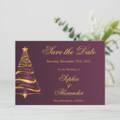 スタイリッシュなクリスマスツリーの結婚式 結婚式の延期・中止のお知らせ 招待状 (スタンド正面)