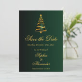 スタイリッシュなクリスマスツリーの結婚式 結婚式の延期・中止のお知らせ 招待状 (スタンド正面)