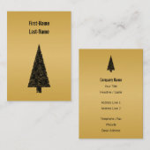 スタイリッシュなクリスマスツリー。 黒および金 名刺 (正面/裏面)