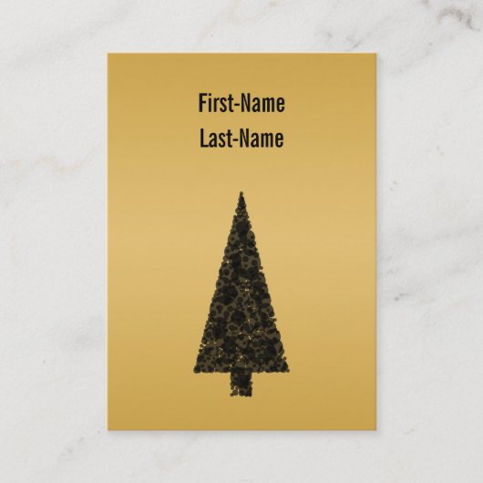 スタイリッシュなクリスマスツリー。 黒および金 名刺 (正面)