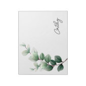 スタイリッシュなグリーンの葉の名前ノート ノートパッド (回転)