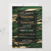 スタイリッシュなグリーンゴールドアブストラクトマーブル 招待状 (正面)