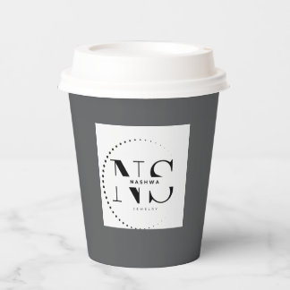 スタイリッシュなグレー モダン ビジネス ロゴ プロフェッショナル ペーパーカップ