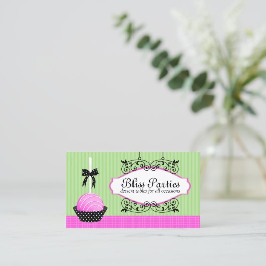 スタイリッシュなケーキはデザートをぽんと鳴らします 名刺 (スタンド正面)