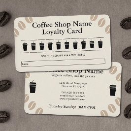 スタイリッシュなコーヒーショップロイヤルティカード 名刺