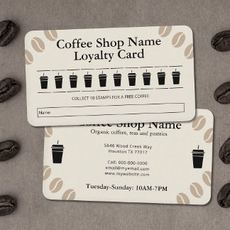 スタイリッシュなコーヒーショップロイヤルティカード 名刺
