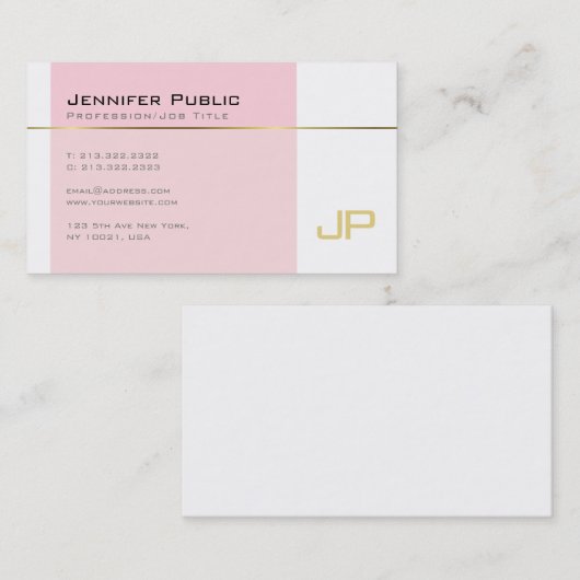 スタイリッシュなゴシック様式フォントのモノグラムの平野のトレンディーのピンク 名刺 (正面/裏面)