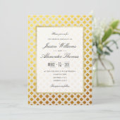 スタイリッシュなゴールドとホワイトの結婚式 招待状 (スタンド正面)