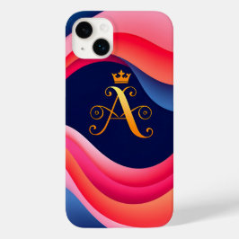 スタイリッシュなゴールドのイニシャルと抽象的な波 Case-Mate iPhone 14 PLUSケース