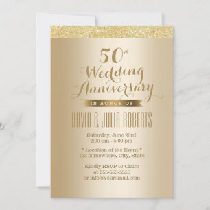 スタイリッシュなゴールドの50周年結婚記念日 招待状