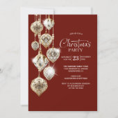 スタイリッシュなゴールドオーナメント クリスマスパーティーの招待状 招待状 (正面)