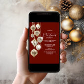 スタイリッシュなゴールドオーナメント クリスマスパーティーの招待状 招待状