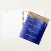 スタイリッシュなゴールドキラキラのドリップブルーの予定 プランナー手帳 (ディスプレー)