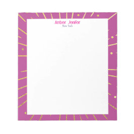 スタイリッシュなゴールドピンクのタイポグラフィーパーソナライズドネーム ノートパッド