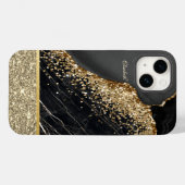スタイリッシュなゴールドラメ シークイン ブラック大理石  Case-Mate iPhoneケース (裏面 (横))