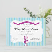 スタイリッシュなシェフの料理用のパーティの招待状 招待状 (スタンド正面)