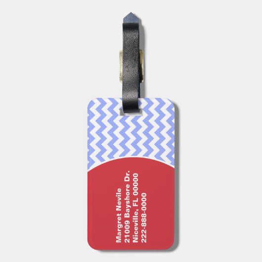 スタイリッシュなシェブロン及びカニの荷物のラベル ラゲッジタグ (裏面縦)