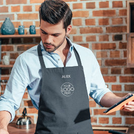 スタイリッシュなシックなネイビーブルー会社のロゴ保護 エプロン