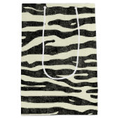 スタイリッシュなシマウマのストライプでモダンな動物のカスタムなパーティー ミディアムペーパーバッグ (裏面)