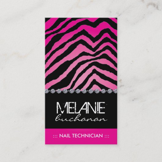 スタイリッシュなシマウマのプリントの名刺 予約カード (正面)