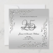 スタイリッシュなシルバー装飾 25周年結婚記念日 セーブザデート (正面)